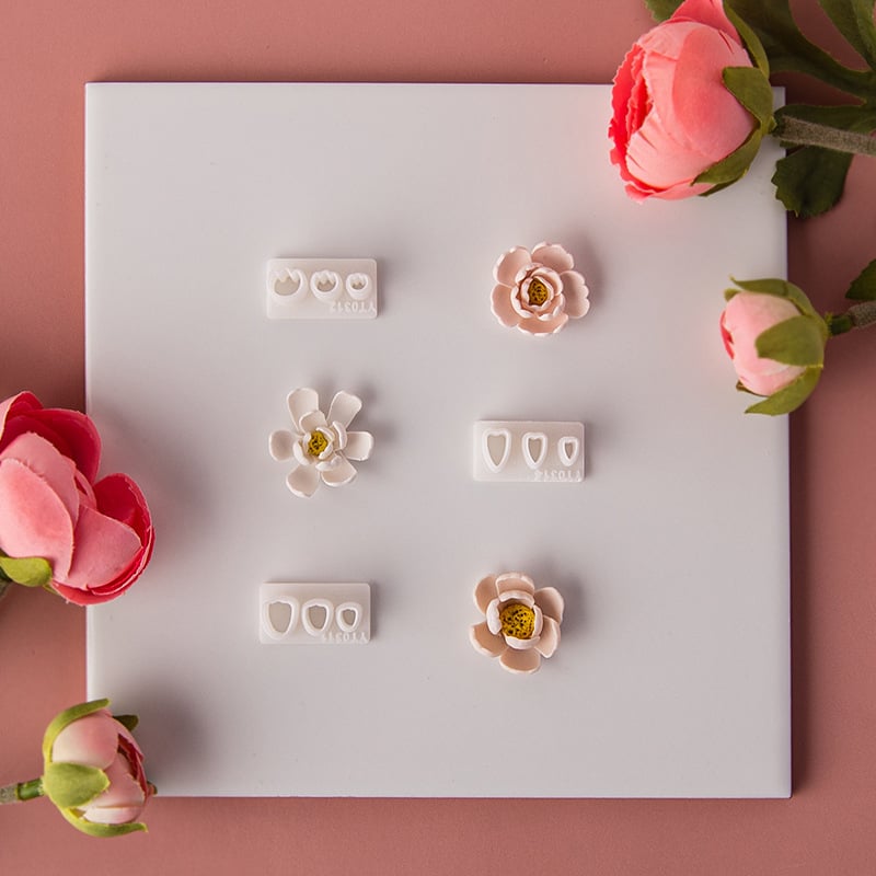 Комплект форми за обеци от глина – уникален дизайн на цвете с листчета, декоративна режеща форма за DIY изработване на бижута