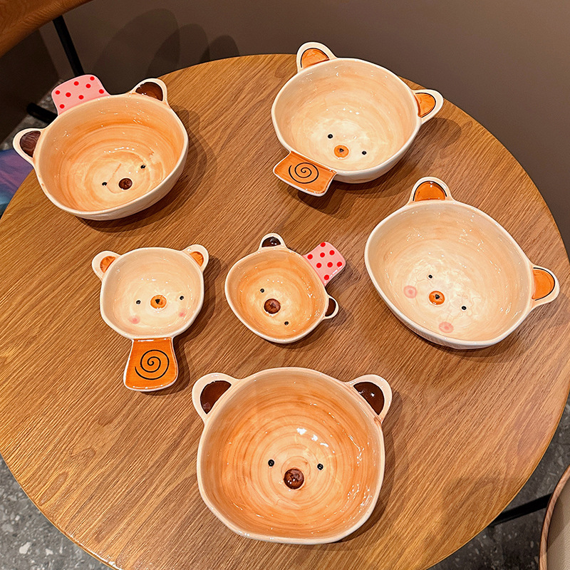 Porcelanska zdjela s karikaturalnim uzorkom, nepravilnog oblika, pogodna za mikrovalnu pećnicu, za jogurt, salatu i deserte.