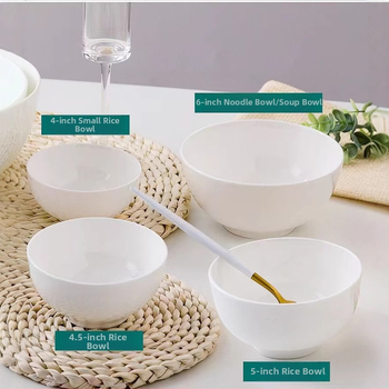 Sada misiek z kostného porcelánu, viac ako 45% kostného prachu, mikrovlnná rúra vhodná, moderný minimalistický štýl, glazovaný povrch