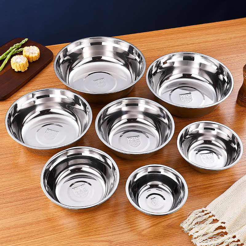 Комплект от неръждаема стомана 304: удебелени купи за супа и прибори за хранене, хранителен клас, за хотели и столови, електроплатирана повърхност