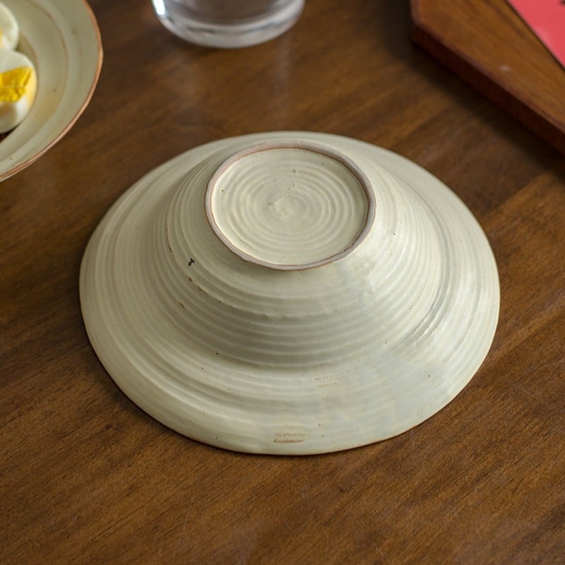 Керамична купа за салати с неравна форма, ретро стил, глазурована повърхност, подходяща за микровълнова