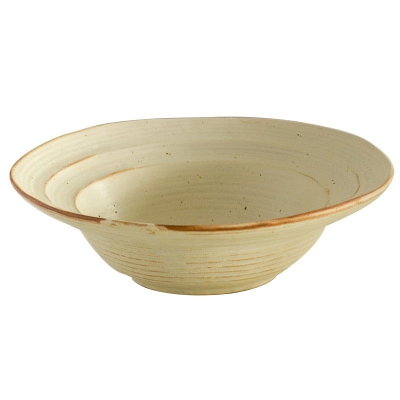 Керамична купа за салати с неравна форма, ретро стил, глазурована повърхност, подходяща за микровълнова