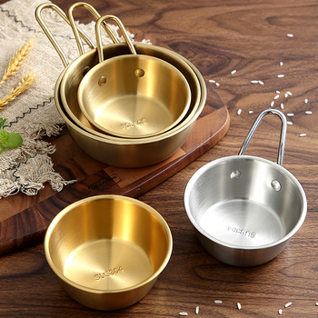 Корейски стил купа за оризово вино с дръжка за къмпинг, неръждаема стомана 304, кръгла форма, повърхност електроплатина, възможност за лого