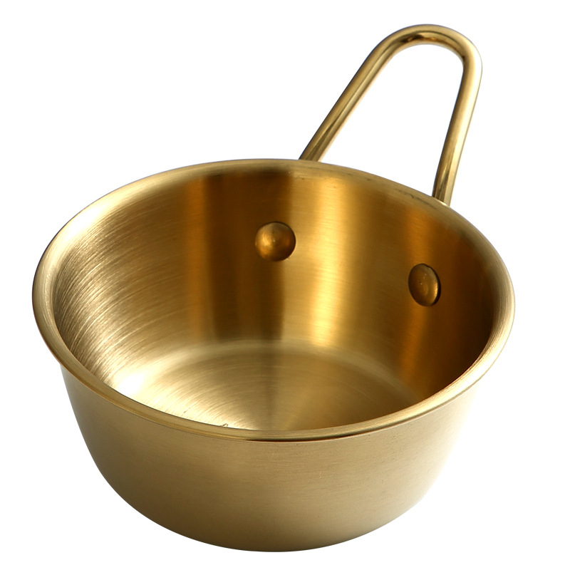 Корейски стил купа за оризово вино с дръжка за къмпинг, неръждаема стомана 304, кръгла форма, повърхност електроплатина, възможност за лого