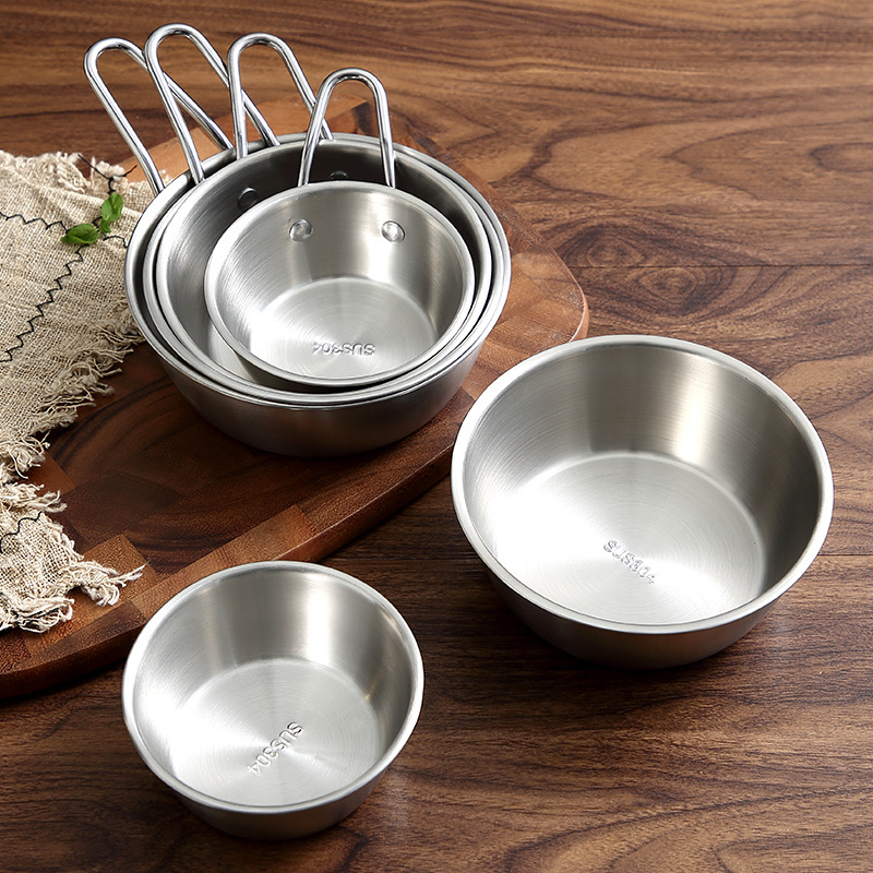 Корейски стил купа за оризово вино с дръжка за къмпинг, неръждаема стомана 304, кръгла форма, повърхност електроплатина, възможност за лого