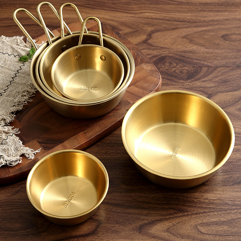 Корейски стил купа за оризово вино с дръжка за къмпинг, неръждаема стомана 304, кръгла форма, повърхност електроплатина, възможност за лого