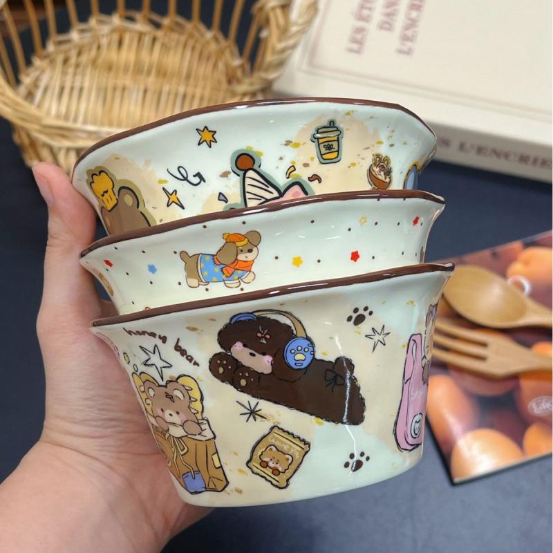 Керамична оризова купичка с форма на шапка, ръчно оформен модел, микровълнова подходяща, възможност за печат на лого