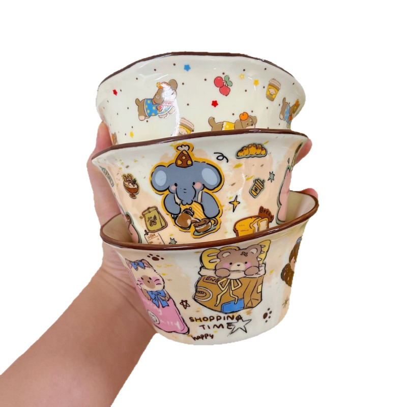 Керамична оризова купичка с форма на шапка, ръчно оформен модел, микровълнова подходяща, възможност за печат на лого