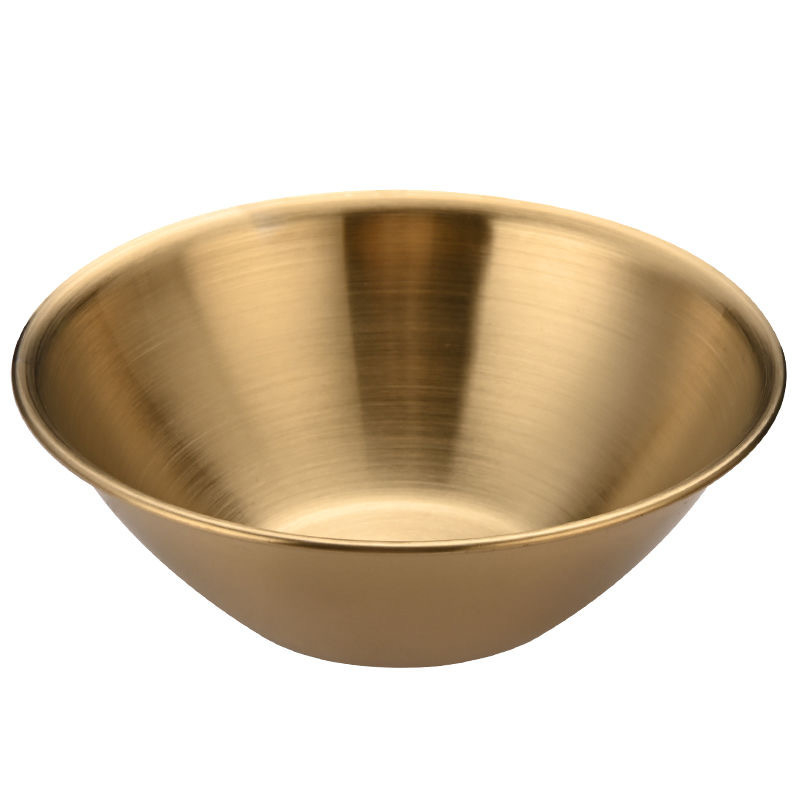 Неръждаема стоманена купа, корейски стил, кръгла, подходяща за микровълнова, повърхност с позлатено покритие