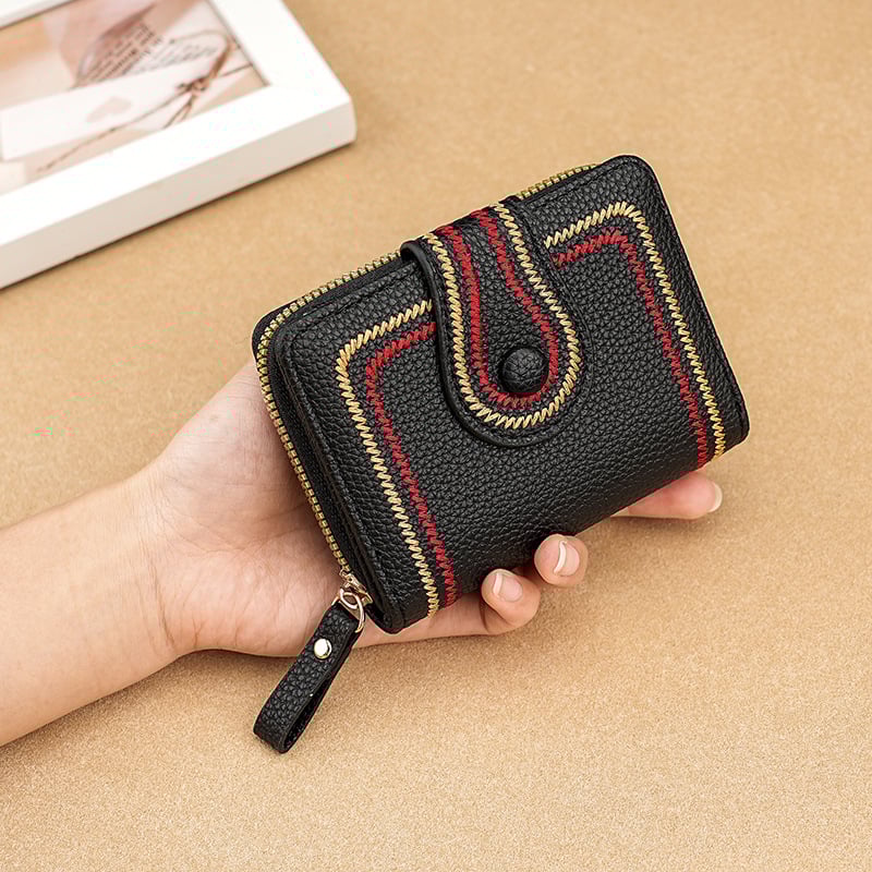 Moteriška monetų piniginė iš PU odos su užtrauktuku, Yijian prekės ženklas, apsauga nuo vagystės, ruduo 2024