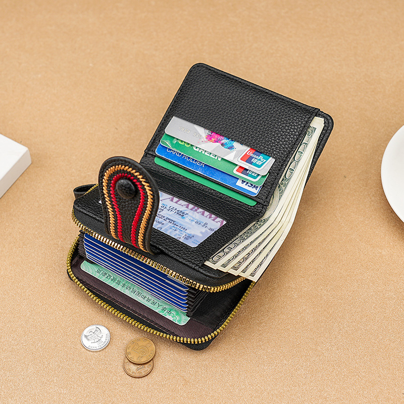 Moteriška monetų piniginė iš PU odos su užtrauktuku, Yijian prekės ženklas, apsauga nuo vagystės, ruduo 2024