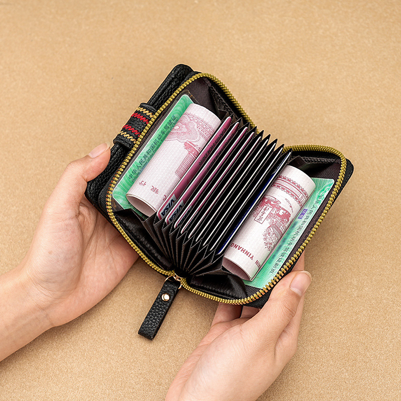 Moteriška monetų piniginė iš PU odos su užtrauktuku, Yijian prekės ženklas, apsauga nuo vagystės, ruduo 2024