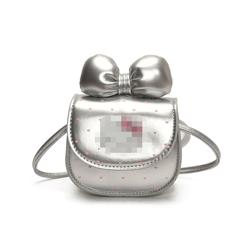 Geantă pentru copii crossbody cu imprimeu pisică și funda, mini portofel — piele PU, căptușeală din piele sintetică, model animal, pentru fete