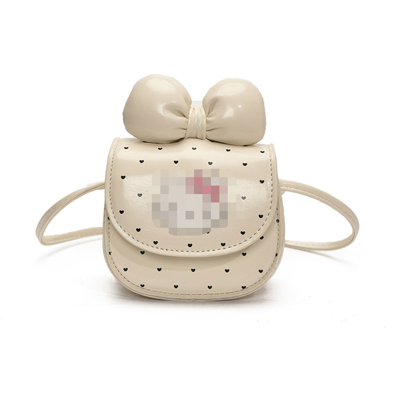 Geantă pentru copii crossbody cu imprimeu pisică și funda, mini portofel — piele PU, căptușeală din piele sintetică, model animal, pentru fete