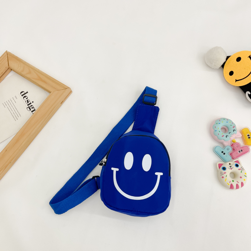 Детска кросбоди чанта с усмихнато лице, найлон, цип, джоб за телефон, унисекс