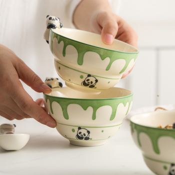 YOGEHOME Panda okrugla keramička zdjelica s podglazurnom bojom, mikrovalna sigurnost
