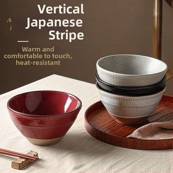 Keramička zdjela za rezance u japanskom stilu, retro nepravilnog oblika, kompatibilna s mikrovalnom pećnicom