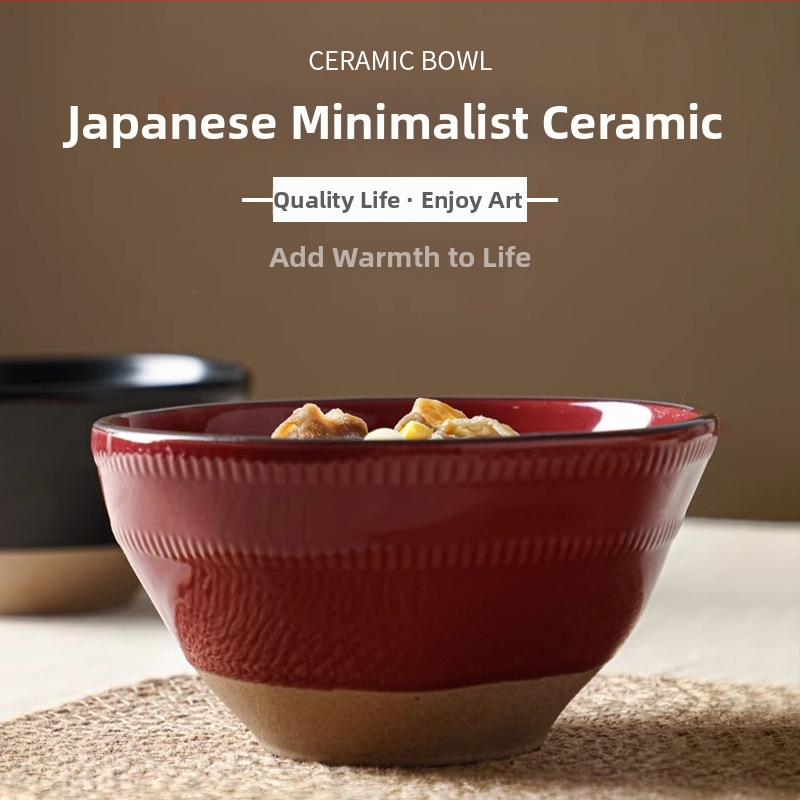 Keramička zdjela za rezance u japanskom stilu, retro nepravilnog oblika, kompatibilna s mikrovalnom pećnicom