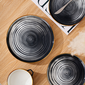 Керамичен комплект съдове за хранене: чинии, тава за печене, купички за супа и чаши за кафе — ръчна изработка, капацитет по поръчка, скандинавски стил, код Zws163