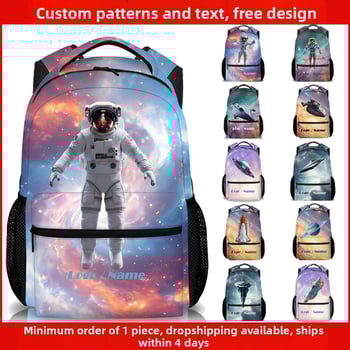 Rucsac unisex, cu temă spațială, din nylon, pentru elevi din învățământul primar, respirabil, impermeabil și cu protecție a coloanei vertebrale