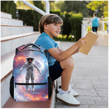 Rucsac unisex, cu temă spațială, din nylon, pentru elevi din învățământul primar, respirabil, impermeabil și cu protecție a coloanei vertebrale