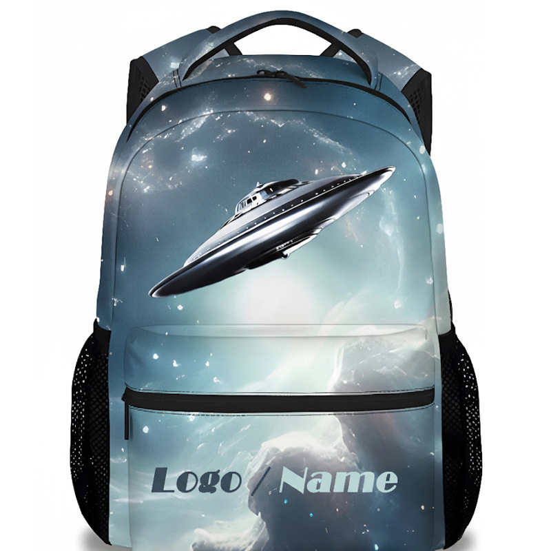 Rucsac unisex, cu temă spațială, din nylon, pentru elevi din învățământul primar, respirabil, impermeabil și cu protecție a coloanei vertebrale