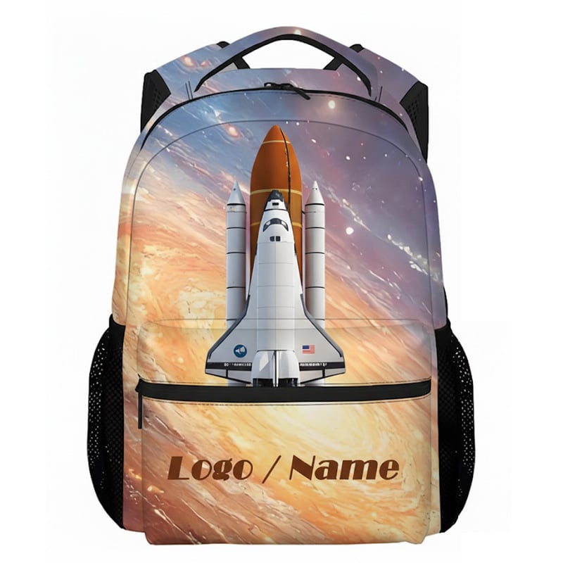 Rucsac unisex, cu temă spațială, din nylon, pentru elevi din învățământul primar, respirabil, impermeabil și cu protecție a coloanei vertebrale