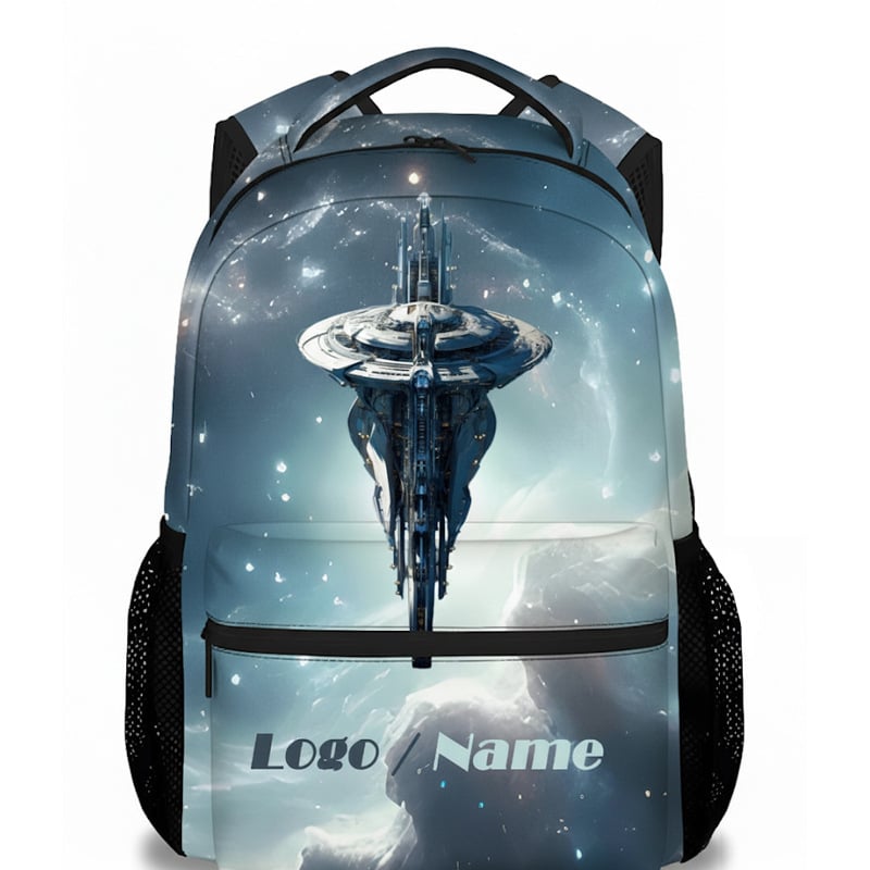 Rucsac unisex, cu temă spațială, din nylon, pentru elevi din învățământul primar, respirabil, impermeabil și cu protecție a coloanei vertebrale