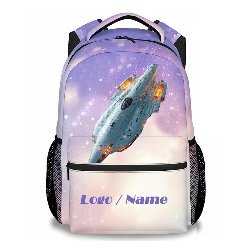 Rucsac unisex, cu temă spațială, din nylon, pentru elevi din învățământul primar, respirabil, impermeabil și cu protecție a coloanei vertebrale