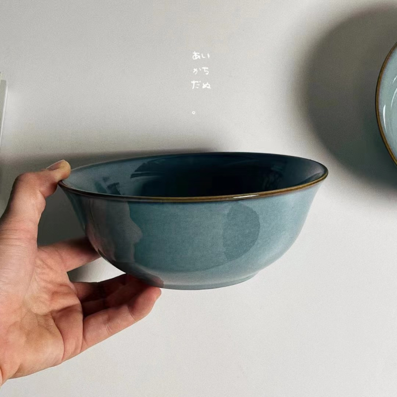 Keramička zdjela u japanskom retro stilu s podglazurnim završnim slojem, okruglog oblika, pogodna za mikrovalnu, za juhe i rezance