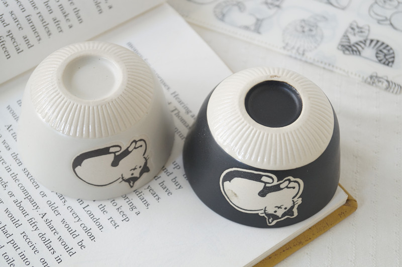 Porcelanska zdjela za umak u japanskom stilu, ručno oslikani motiv mačke, kružni oblik, pogodno za mikrovalnu pećnicu, stil Qingxin cute
