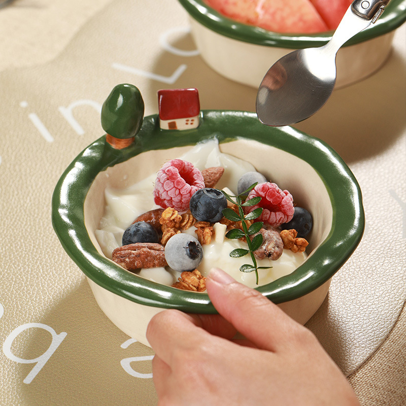 Porcelanska četverokutna zdjela, cartoon motiv, underglaze color, stil light luxury retro