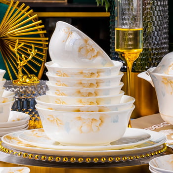 Комплект съдове за хранене от керамика, модерен минималистичен стил, ръчна изработка, възможност за персонализация