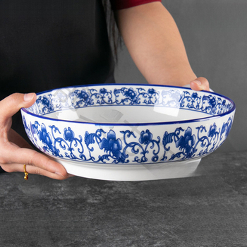 Vas de supă din porțelan, model floral, formă circulară, compatibil cu microunde, personalizabil