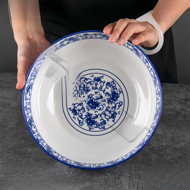 Vas de supă din porțelan, model floral, formă circulară, compatibil cu microunde, personalizabil