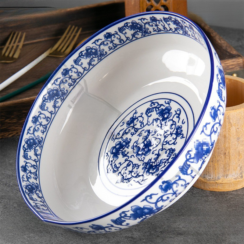 Vas de supă din porțelan, model floral, formă circulară, compatibil cu microunde, personalizabil