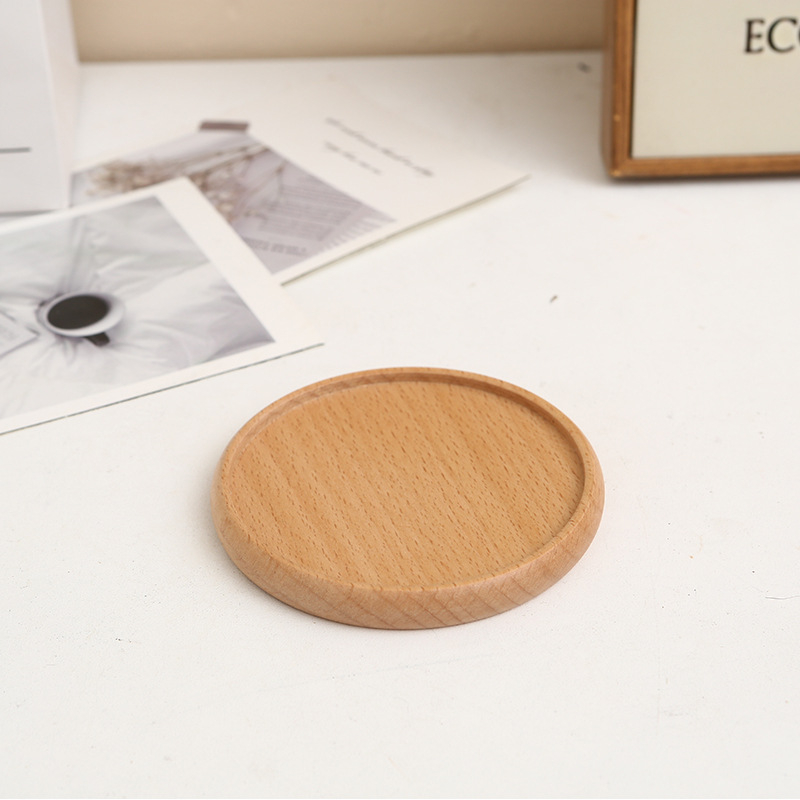 Κύκλιος ξύλινος πάτος για φλυτζάνια καφέ και τσαγιέρα, υλικό radiata πεύκο, μονοχρωματικό σχέδιο, μοντέρνος μινιμαλισμός