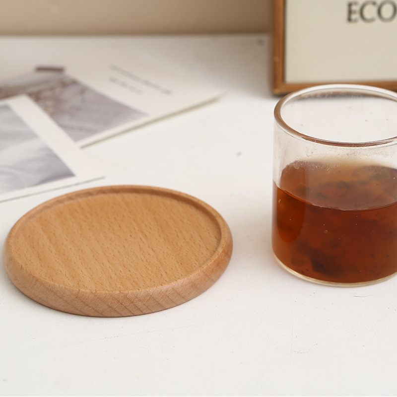 Κύκλιος ξύλινος πάτος για φλυτζάνια καφέ και τσαγιέρα, υλικό radiata πεύκο, μονοχρωματικό σχέδιο, μοντέρνος μινιμαλισμός