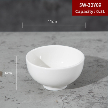 Bijela porcelanska zdjela za rižu za hotele i restorane, zdjela za kašu i juhu, okrugla, promjer 11–12 cm, glazirana