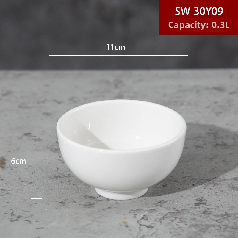Bijela porcelanska zdjela za rižu za hotele i restorane, zdjela za kašu i juhu, okrugla, promjer 11–12 cm, glazirana