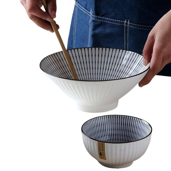 Japanski stil konusna zdjela za ramen, keramično posuđe za kućnu upotrebu, velika zdjela za rezance, promjer oko 18 cm, moderni minimalistički dizajn.