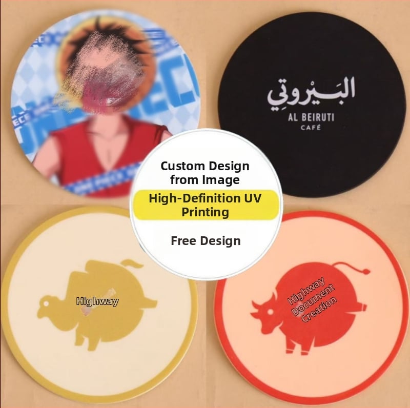 PVC mekani gumeni podmetač za šalice, vodootporan UV ispis, okrugli promjera 9 cm, protuklizni, toplinska izolacija za čaj, prilagođeni logotip