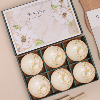 Japán stílusú csontporcelán tálak készlet, virágos mintával, mikrohullámú sütőben használható, testreszabható