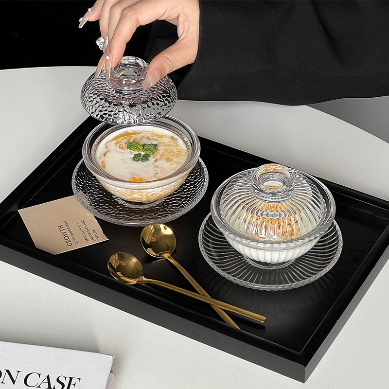 Staklena zdjela za desert Bird's Nest i White Fungus – okrugli oblik, premium staklo, jednostavan stil