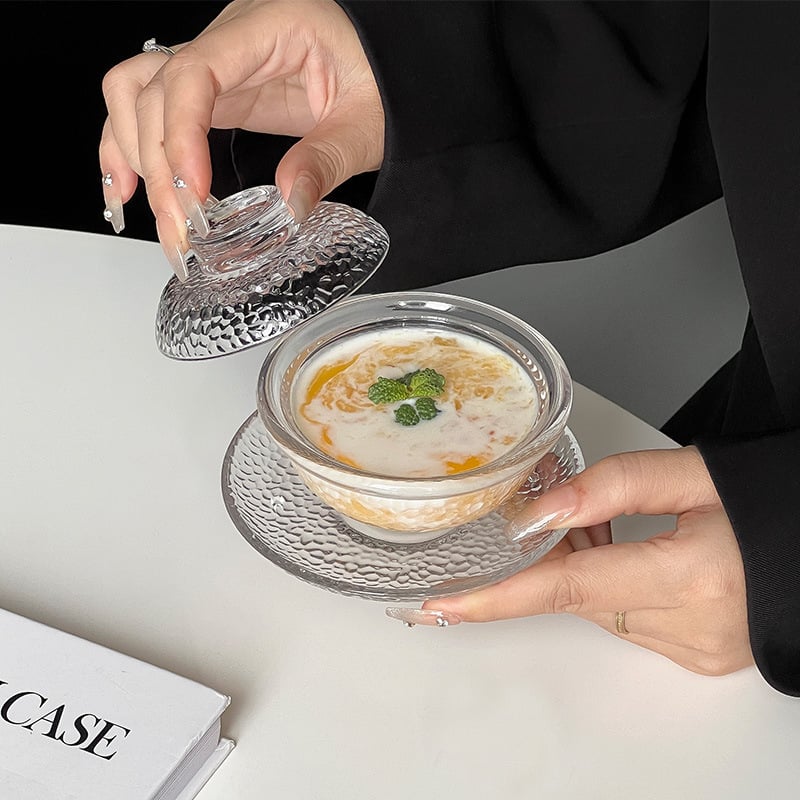 Staklena zdjela za desert Bird's Nest i White Fungus – okrugli oblik, premium staklo, jednostavan stil