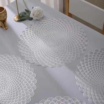 Τραπεζομάντηλο για σερβίρισμα, PVC υλικό, στρογγυλό σχήμα, ανθώδες μοτίβο, μοντέρνα απλότητα
