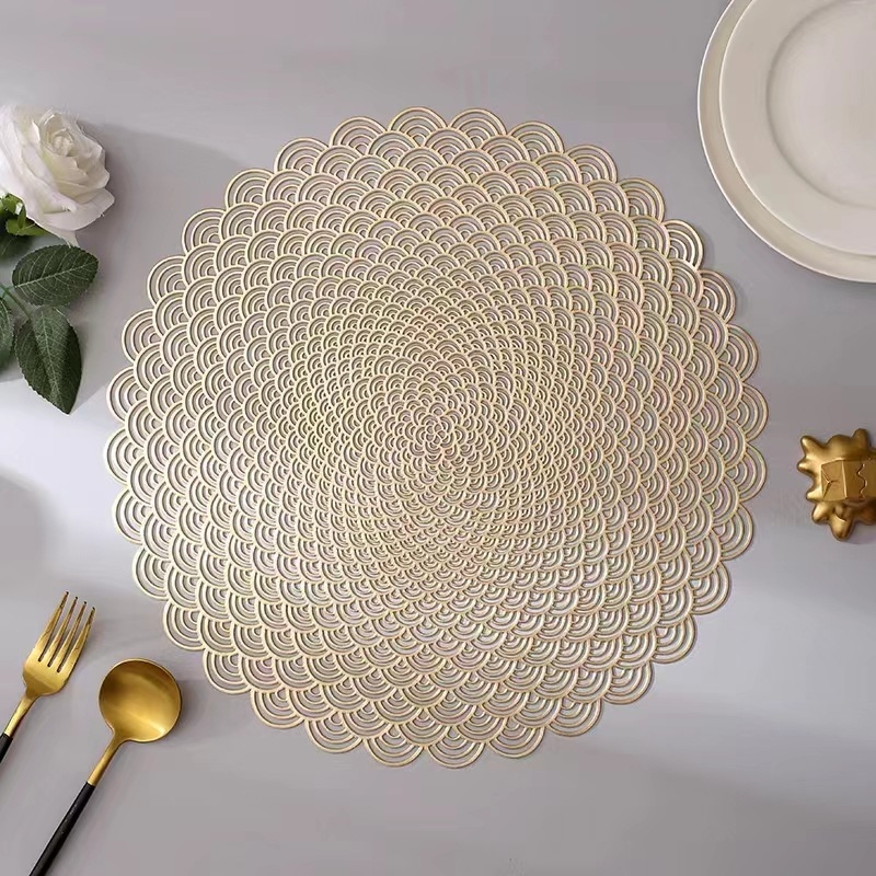 Τραπεζομάντηλο για σερβίρισμα, PVC υλικό, στρογγυλό σχήμα, ανθώδες μοτίβο, μοντέρνα απλότητα