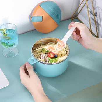 304 rozsdamentes acél instant tészta tál, zárt és szigetelt, mikrohullámú sütőben használható