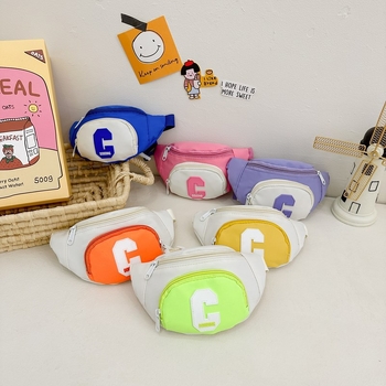 Geantă pentru copii, în stil coreean, crossbody, cu model litere, exterior din nylon și căptușeală poliester