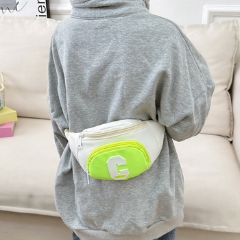 Geantă pentru copii, în stil coreean, crossbody, cu model litere, exterior din nylon și căptușeală poliester